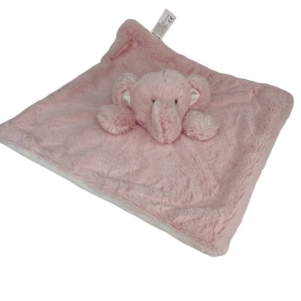 Kelly Toys Elephant Lovey Security Blanket Rattle Pink 14.5" x 14.5"